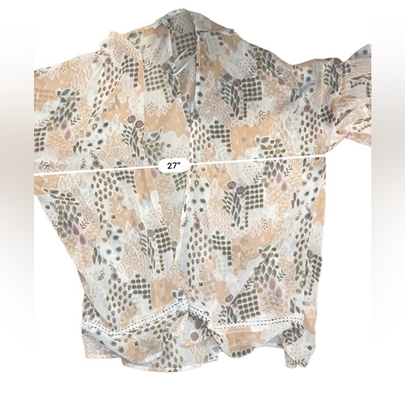 Love Tree kimono cover up sheer boho mid length ruffled sleeve large - Picture 9 of 10